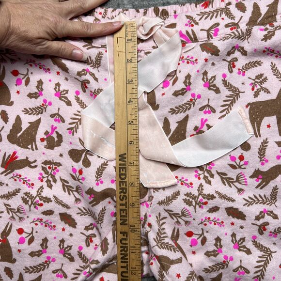 Boden Flannel Pajama Pants Medium Holiday Christmas Pink Deer Rabbits Winter - Picture 5 of 9